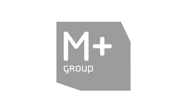 M+ logo with square outline.