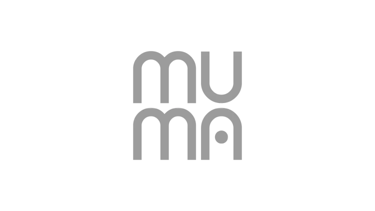 MuMa logo with geometric letterforms.